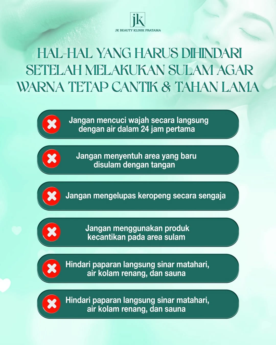 Perawatan pasca-sulam bibir: Petunjuk selama 7 hari pertama agar bibir terkelupas indah dan mendapatkan warna yang diinginkan